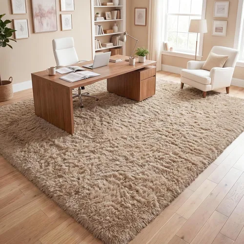 Miniatura 7 de DweIke - Tapete de pelo alto y esponjoso para sala, habitación infantil, guardería y cabecera, tapete antideslizante y suave para decoración de Beige
