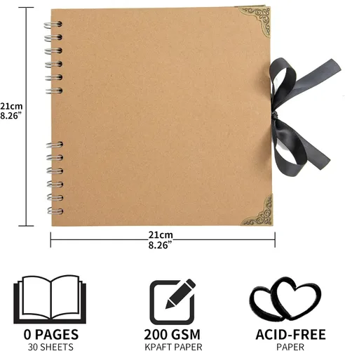 Miniatura 3 de LOYAL BOOK Álbum de recortes (8 x 8 pulgadas) Álbum de recortes de 60 páginas ideal para tus álbumes de recortes DIY, boda y aniversario, álbum