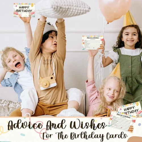 Miniatura 7 de 1DFAUL 60 tarjetas de deseos de cumpleaños, caja de consejos para libros de invitados para fiestas, consejos y deseos para juegos, para 16, 18, 30