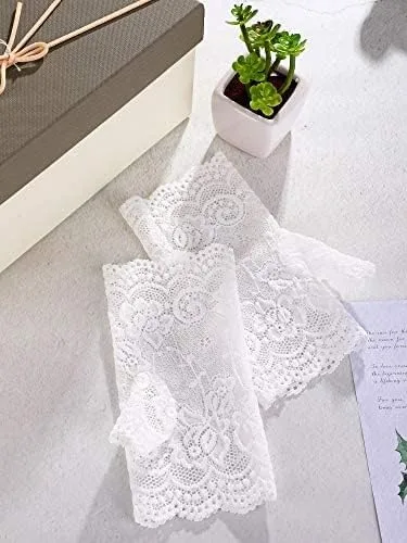 Miniatura 8 de Women Short Lace Gloves Fingerless Lace Gloves Tea Party Gloves Sunblock Bridal Floral Gloves