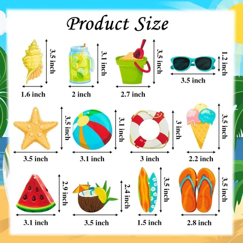 Miniatura 3 de Adornos colgantes de madera de verano, 37 decoraciones hawaianas de verano para puerta de árbol con cuerda, decoraciones de fiesta de vacaciones