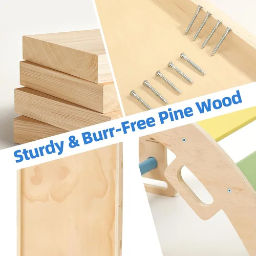 Miniatura 6 de Baby Pikler - Juego de triángulos con cojín, 9 en 1 plegable de madera para niños pequeños, juego de gimnasio Montessori Jungle para interiores