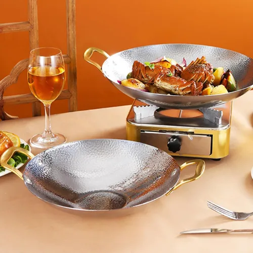 Miniatura 3 de Kichvoe Martillo de acero inoxidable olla seca de doble mango sartén de cocina 10.82 x 8.26 x 2.04 pulgadas, sartén ligera para cocina casera