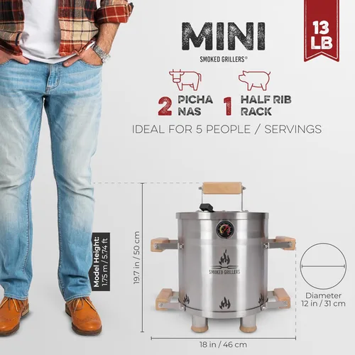 Miniatura 2 de Combo de parrilla para ahumar barril, barril 100% de acero inoxidable, 95% menos de humo, calor uniforme, fácil de usar y limpiar, ahumador vertical