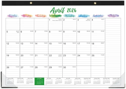 Calendario de escritorio 2026 – Calendario 2026 de enero de 2026 a diciembre de 2026, calendario de escritorio de 12 meses, 17 x 12 pulgadas,