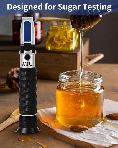 Miniatura 2 de Refractómetro Brix 0-90%, Medidor Refractómetro Brix con ATC, Refractómetro Preciso Azúcar Jarabe de Arce, Refractómetro Brix para Medir