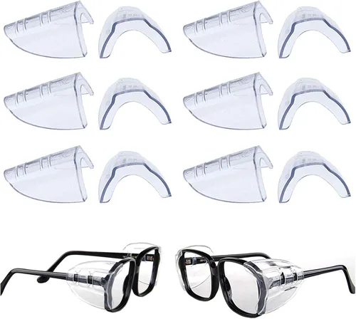 Korty 6 pares de protectores laterales de gafas de ojo, protectores laterales deslizantes para gafas de seguridad, se adaptan a pequeños a grandes,
