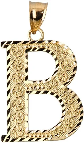 Miniatura 25 de Colgante personalizado de oro amarillo de 10 quilates con letras iniciales A-Z