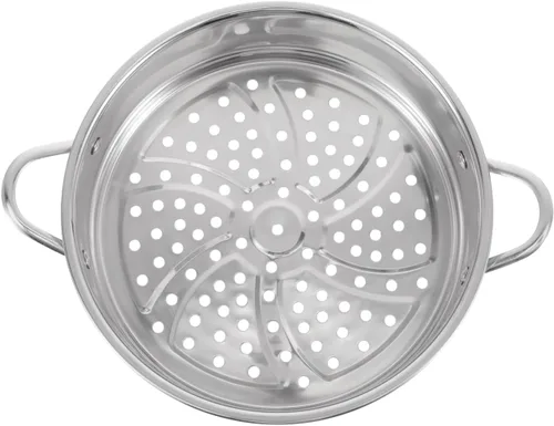Miniatura 7 de DOITOOL Cesta de vapor de acero inoxidable con asas dobles de 10.62 x 8.26 x 2.75 pulgadas, cesta de vapor de alimentos para albóndigas, bollos