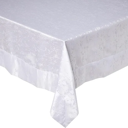 Miniatura 6 de Violet Linen Patrón clásico de borde abstracto, jacquard tejido de poliéster, comedor, banquete de fiesta y vacaciones, blanco, 70 x 180 pulgadas