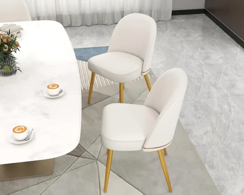 Miniatura 4 de KCC Juego de 2 sillas de comedor modernas de piel sintética, sillas de cocina tapizadas, sillas laterales sin brazos con respaldo curvado y patas