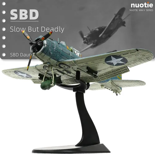 Miniatura 6 de NUOTIE 1/72 Douglas SBD-2 Dauntless Dive Bomber Modelo de Avión de la Segunda Guerra Mundial Midway Avión de Guerra Vintage Metal Fundido a Presión