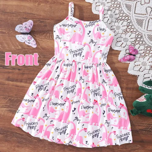 Miniatura 17 de Vestido de verano para niños pequeños, con diseño de dinosaurio, sin espalda, con lazo, vestido de playa de cumpleaños