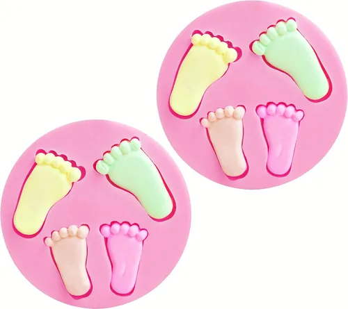 2 moldes para fondant de pies de bebé, molde de baby shower para Sugarcraft, decoración de pasteles, decoración de cupcakes, fondant, pudín de