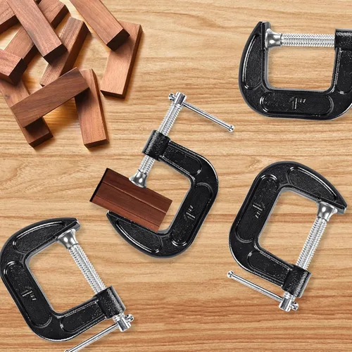 Miniatura 6 de 8 Pcs C Clamp 1 Inch Heavy Duty Steel C Clamp Set Cast Iron Frame Sliding T-Handle More Stability Massive Clamps for Woodworking, Welding, Building