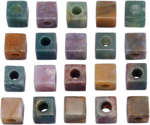 Nupuyai Cuentas sueltas de ágata india para hacer joyas, cuentas europeas de forma cuadrada, paquete de 20 unidades 2#azul