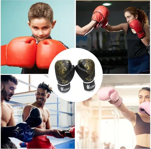 Miniatura 4 de LAFANDE Guantes de boxeo para hombres y mujeres, guantes de combate transpirables de Muay Thai Negro