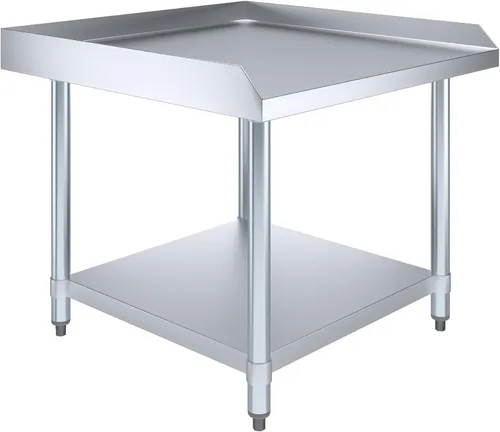 Miniatura 25 de AmGood Soporte para equipo de acero inoxidable con estante inferior + ruedas, resistente, grado comercial, certificado NSF