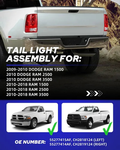 Miniatura 2 de AUTOONE Conjunto de luces traseras Dodge RAM 2026, montaje de lámpara trasera para Dodge RAM Pickup Rear Factory OEM del lado del conductor