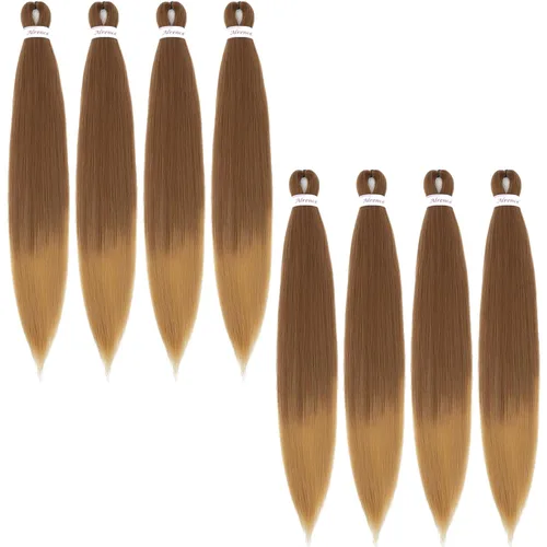 Miniatura 67 de Alrence Cabello estirado para hacer trenzas, trenza larga de 30 pulgadas, 8 paquetes, extensiones profesionales de trenzado de cabello sintético, 1b#