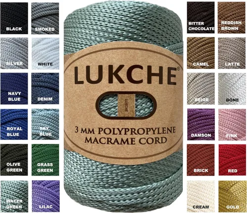 Miniatura 59 de Cordón de macramé de poliéster premium de 3 mm (134.72 metros), (250 g) 100% cuerda de macramé de polipropileno, hilo de crochet de macramé colorido