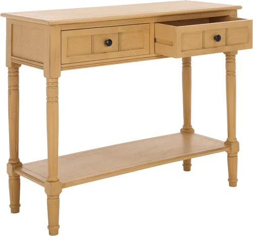 SAFAVIEH Muebles Samantha - Mesa consola de 2 cajones - Camel - Madera maciza - Diseño clásico de almacenamiento - Ideal para entrada, sala de