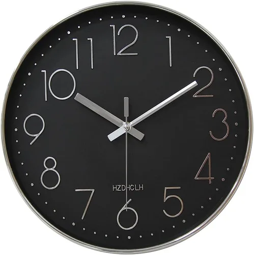 Miniatura 12 de HZDHCLH Reloj de pared de cuarzo moderno, funciona con pilas, 12 pulgadas, silencioso, sin tictac, números 3D, reloj redondo para pared, reloj