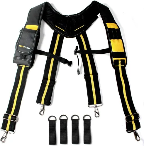 Miniatura 10 de MELOTOUGH Tirantes de cinturón de herramientas Tirantes de trabajo de construcción con soporte desmontable para teléfono cómoda almohadilla