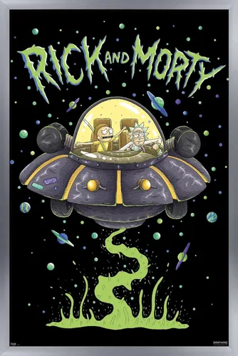 Miniatura 10 de Trends International Rick And Morty - Póster de pared de barco, 14.725 x 22.375 pulgadas, versión enmarcada de madera de granero