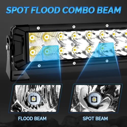 Miniatura 3 de Rigidhorse - Barra de luz LED de 8 pulgadas, doble fila, 120 W, 12000 lm, combo de luz LED todoterreno, xenón blanco IP68, luz de conducción