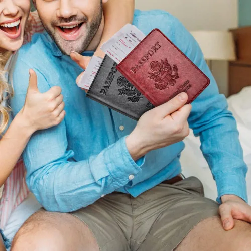 Miniatura 7 de Combo de tarjetero para pasaporte y vacuna, soporte para pasaporte con ranura para tarjeta de vacuna, cartera para pasaporte, funda para pasaporte