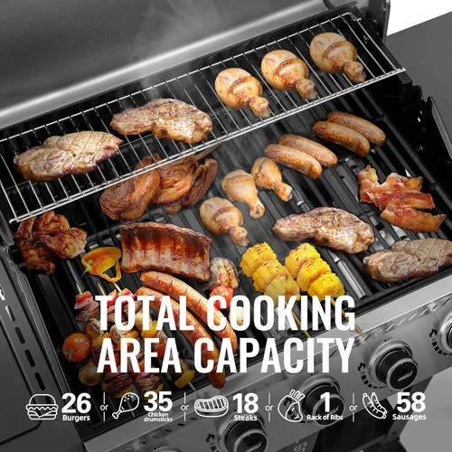 Miniatura 4 de Royal Gourmet GA5406TS - Parrilla de gas propano de 5 quemadores con quemador lateral y quemador de sellado, parrilla de barbacoa de gas