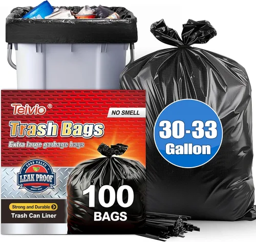 Miniatura 22 de Teivio - Bolsas de basura grandes negras de 64 a 65 galones, 13 unidades, grandes multiusos, se adaptan a contenedores de basura de 60, 62, 63, 64