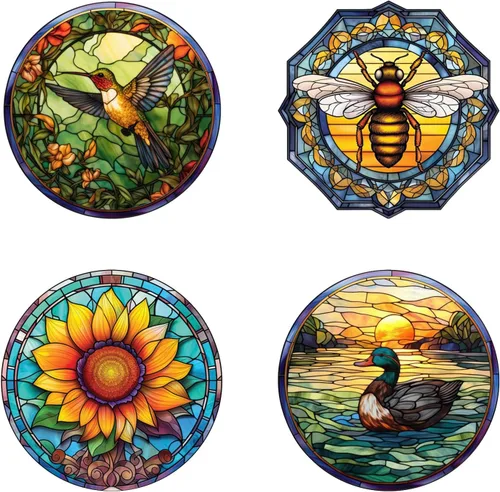 Miniatura 11 de 4 hojas de colibrí de gran tamaño para ventana, adhesivos anticolisión para evitar golpes de pájaros en vidrio, calcomanías de vinilo no adhesivas
