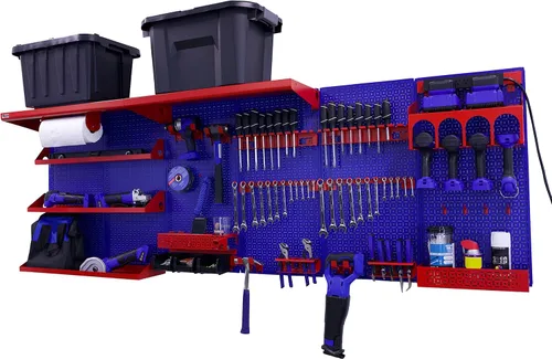Miniatura 35 de OmniWall Weekend Warrior Ultimate Tool Kit - Sistema de Almacenamiento de Pared de Tablero de Clavos de Metal de 96" x 32" Negro/Naranja