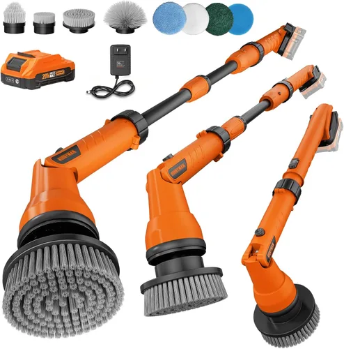 Miniatura 9 de Alloyman Cepillo de Limpieza Eléctrico de Giro 1200RPM, Batería Reemplazable de 20V, Cepillo de Limpieza Inalámbrico para Ducha, Limpiador Eléctrico