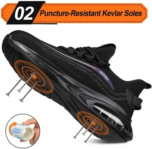 Miniatura 3 de Zapatos deportivos con punta de acero para hombre, zapatos ligeros para hombre, zapatos de trabajo cómodos, zapatos de seguridad con amortiguación