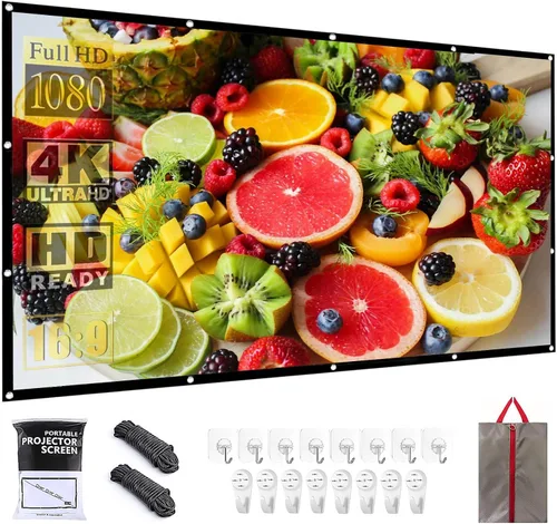 Pantalla para proyector de 60 pulgadas, portátil, para interior y exterior, 16:9, plegable, sin arrugas, 1.1 GAIN, 160° de visualización, compatible