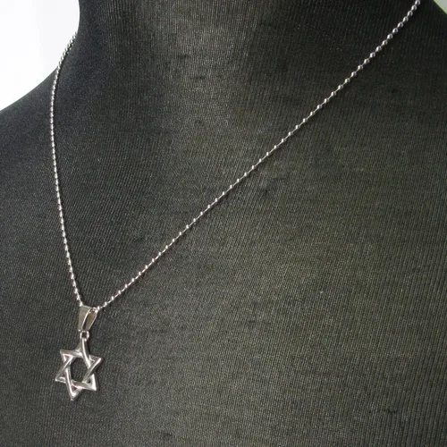 Miniatura 5 de Collar con colgante de estrella de David judía de acero inoxidable en tono dorado plateado