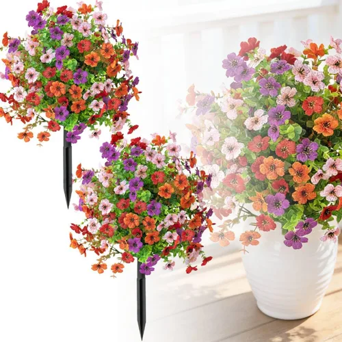 Miniatura 11 de Flores artificiales resistentes a los rayos UV: flores artificiales de 16 pulgadas para exteriores - Estacas de jardín de flores sintéticas