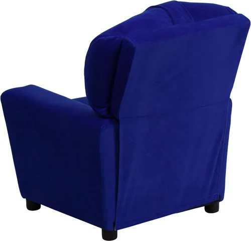 Miniatura 6 de EMMA + OLIVER Reclinable infantil de microfibra azul con portavasos