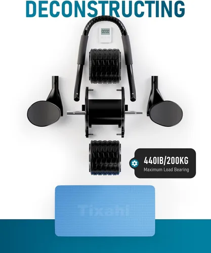 Miniatura 6 de Tixahi Rodillo para Abdominales con Temporizador y Alfombrilla para Rodillas, Rueda Abdominal de Rebote Automático para Entrenamiento en Casa