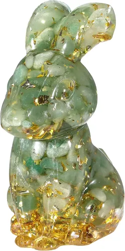Miniatura 13 de Rockcloud Estatua de conejo hecha a mano de resina de cristal de amatista, estatua de piedra de cristal, escultura para decoración de oficina