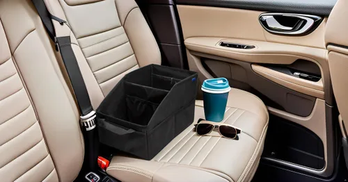 Miniatura 9 de Organizador de asiento de coche, asiento de pasajero, negro Plegable, pequeño almacenamiento, con tapa