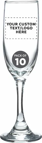 Miniatura 15 de DISCOUNT PROMOS Premiere - Juego de 10 copas de champán de 6.25 onzas, paquete a granel, elegantes vasos para bodas, eventos y regalos Blanco - Azul