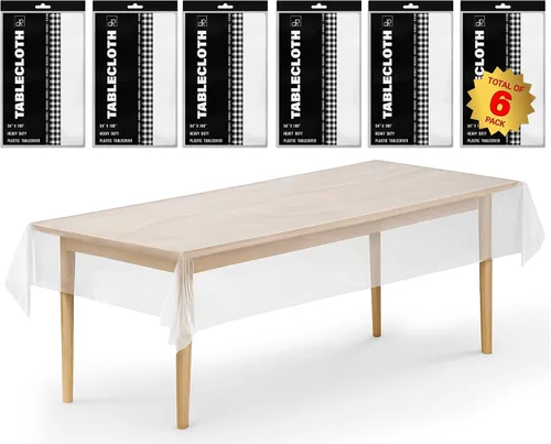 Miniatura 41 de DecorRack 2 Manteles rectangulares de plástico libres de BPA, 54 x 108 pulgadas, mantel de mesa para comedor, mantel rectangular para fiestas