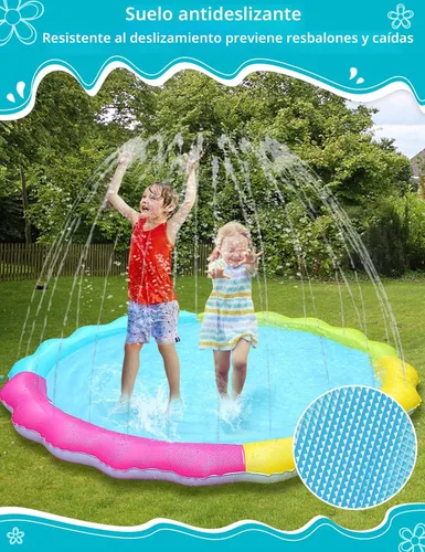Miniatura 2 de Jasonwell - Alfombrilla con rociador para niños, alfombrilla de juego al aire libre, juguetes de agua inflables, almohadilla de salpicaduras