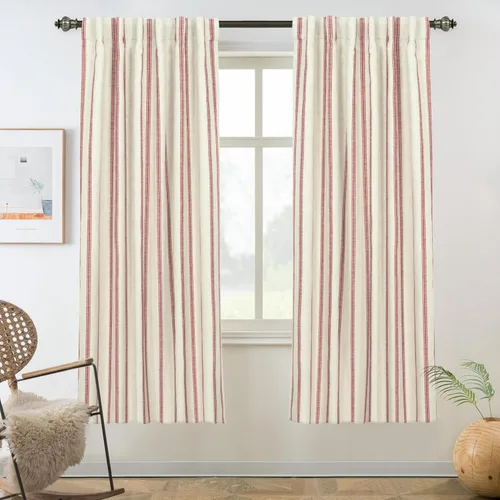 Miniatura 43 de DriftAway - Cortinas de Lino Mezcla de Granja 100% Opacas de 84 Pulgadas de Largo para Dormitorio, Cortinas Verticales Rayadas Impresas de Lino