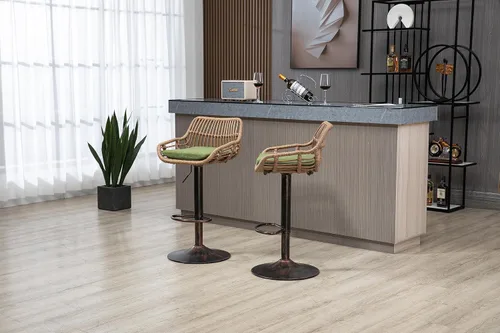 Miniatura 3 de Juego de 2 taburetes de bar giratorios con reposapiés ajustables para cocina, comedor, 2