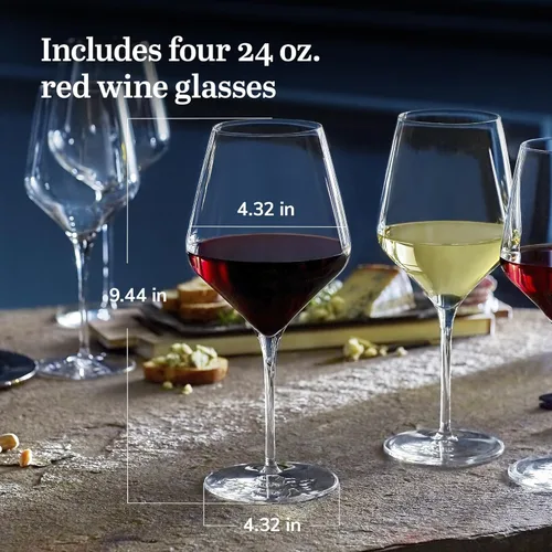 Miniatura 3 de Libbey Signature - Juego de 4 copas de vino tinto, sin costuras, de 24 onzas, para cabernet, merlot y más, copas de vino con tallo para todas